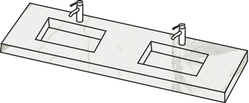 ABL keraaminen taso tupla-altailla, seinään kiinnitettynä.